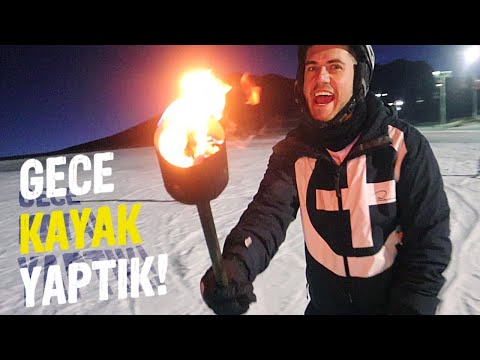 Erciyes Dağında Gece Kayak Yaptık! (Meşale İle İniliyor)