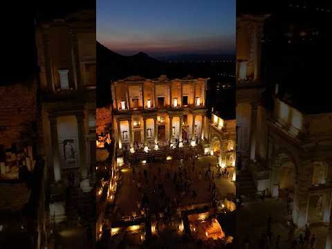 Efes Antik Kenti Gece drone ile muhteşem